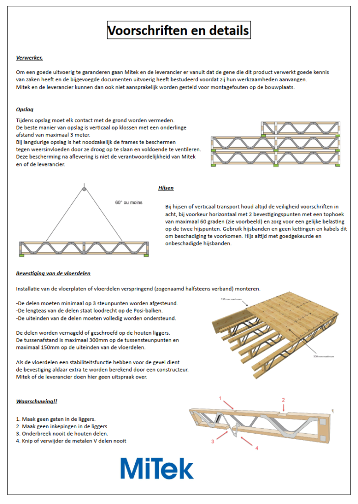 Posi-Joist voorschriften en details
